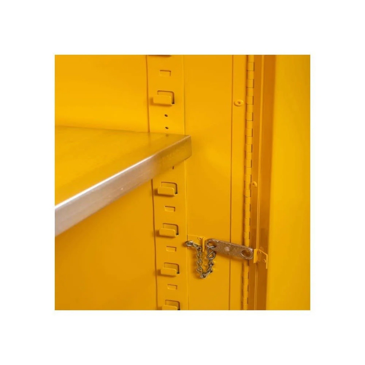 Justrite 891720 Sure-Grip EX 17 Gallon Piggyback Flammable Safety Cabinet Self-Closing Yellow (1 Shelf, 2 Doors) - 4