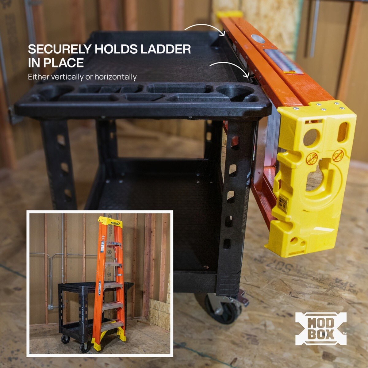 Klein Tools 54805MB MODbox Utility Cart Ladder Holder for Side Rail Storage (2 Piece) - 3