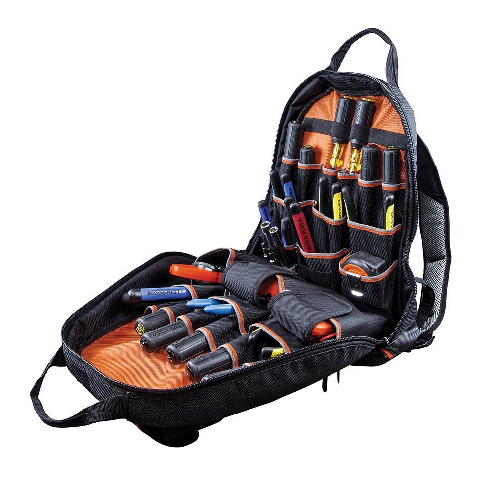 Klein Tools 55475 Tradesman Pro Tool Bag Backpack, 35 Pockets, Black, 17.5" - 6