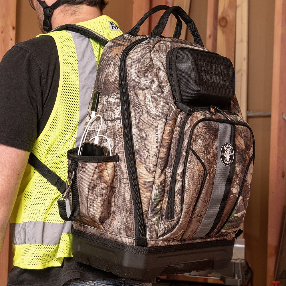 Klein 62800BPCAMO Tradesman Pro XL Tool Bag Backpack, 40 Pockets, Camo - 10
