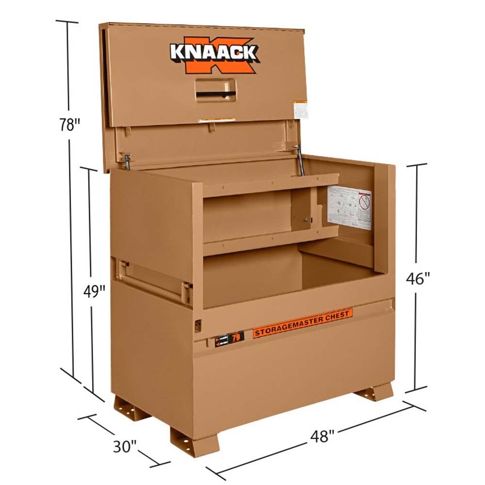 Knaack 79-KL 48" x 30" x 49" Model 79 Steel Piano Jobsite Storage Box with Watchman IV Lock System (Includes 2 Padlocks) - 2