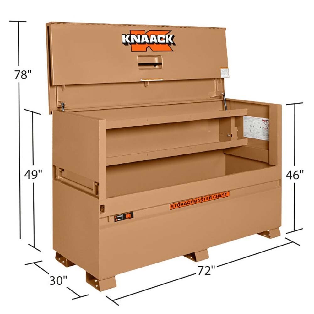 Knaack 90-KL 72" x 30" x 49", 57.5 cu ft Model 90 Piano Box Steel Jobsite Storage Chest - 2