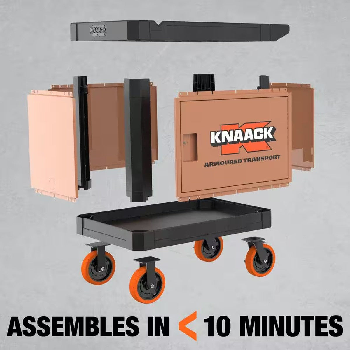 Knaack KAT-01-BL 45.5" x 27" x 37" Armoured Transport Steel Plate Armored Utility Cart 750 lb Load Capacity, Blue - 3