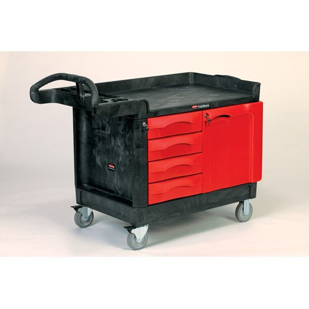 Rubbermaid FG453388BLA TradeMaster Cart with 4-Drawer and Cabinet - 2