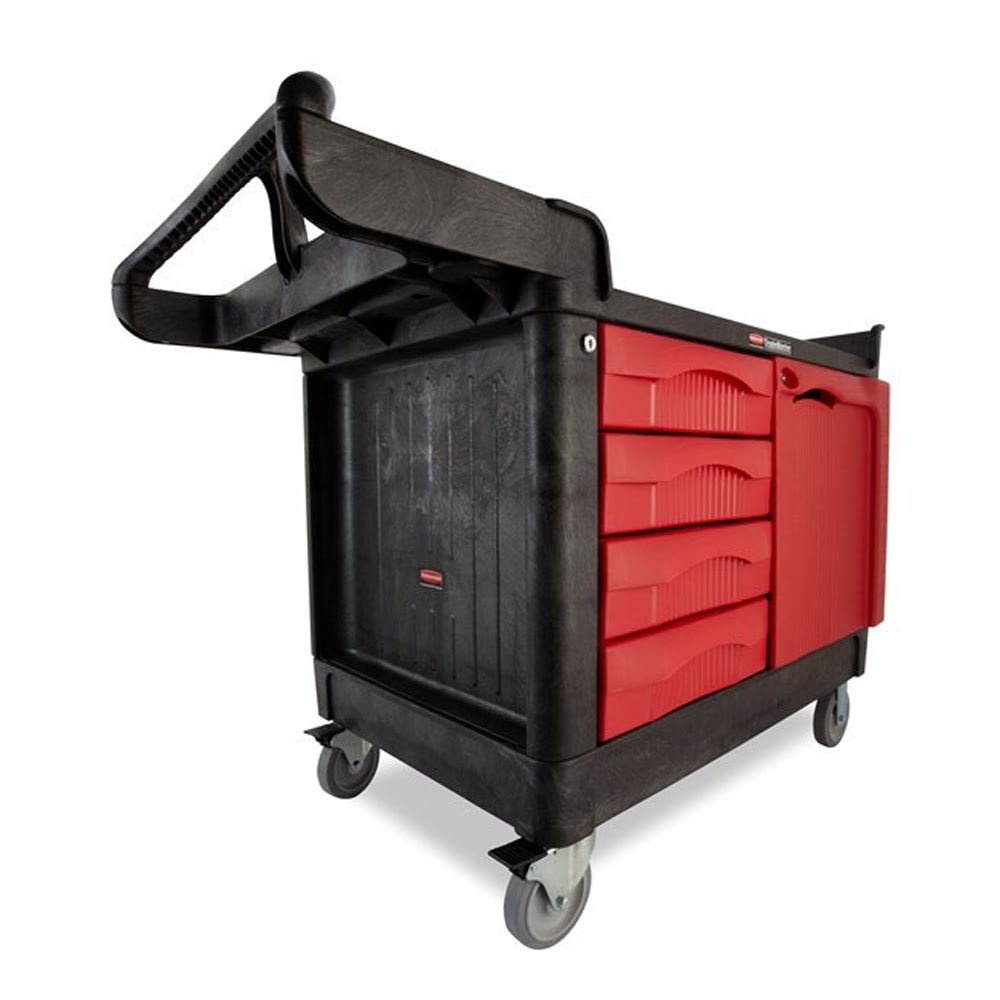 Rubbermaid FG453388BLA TradeMaster Cart with 4-Drawer and Cabinet - 3