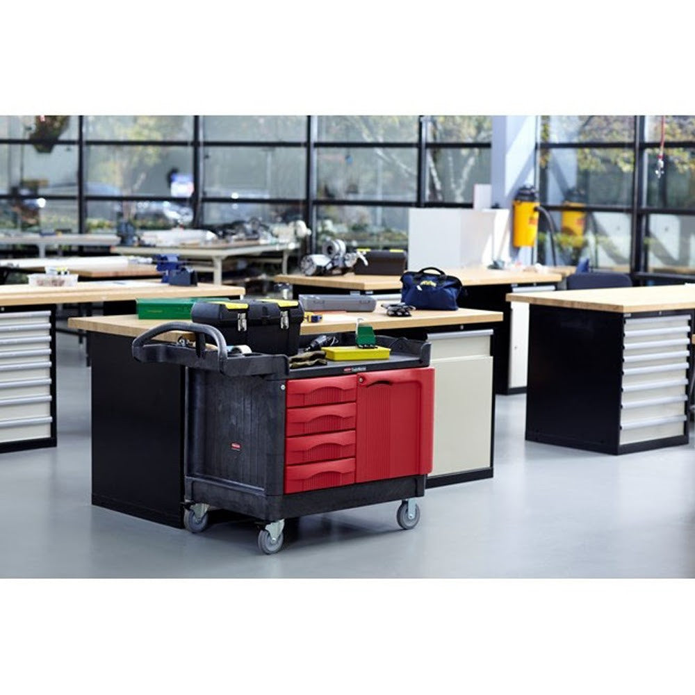 Rubbermaid FG453388BLA TradeMaster Cart with 4-Drawer and Cabinet - 8