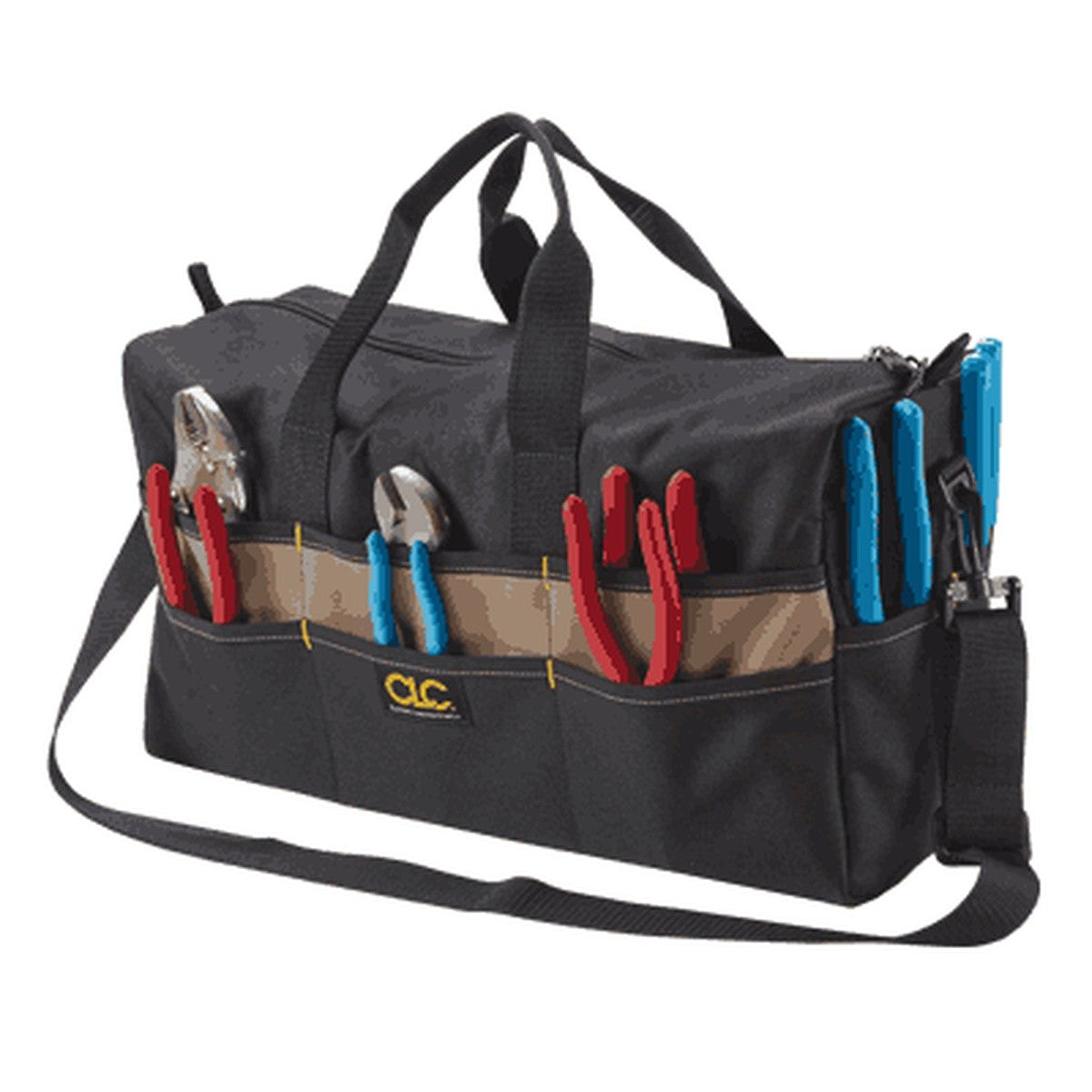 Custom Leather Craft 1113 18 in. Large Tote Bag with 17 Pockets and Shoulder Strap 18 x 7 x 9 in.