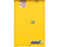 Justrite 819020 90 Gallon Outdoor Flammable Storage Cabinet 72 x 43 x 37.625" Yellow (2 Shelves)