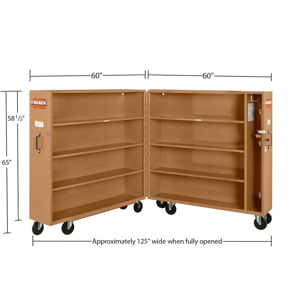 Knaack 100-KL  60" x 30" x 65", 60.9 cu ft Model 100 Folding Rolling Tool Cabinet with Padlock and Casters - 2