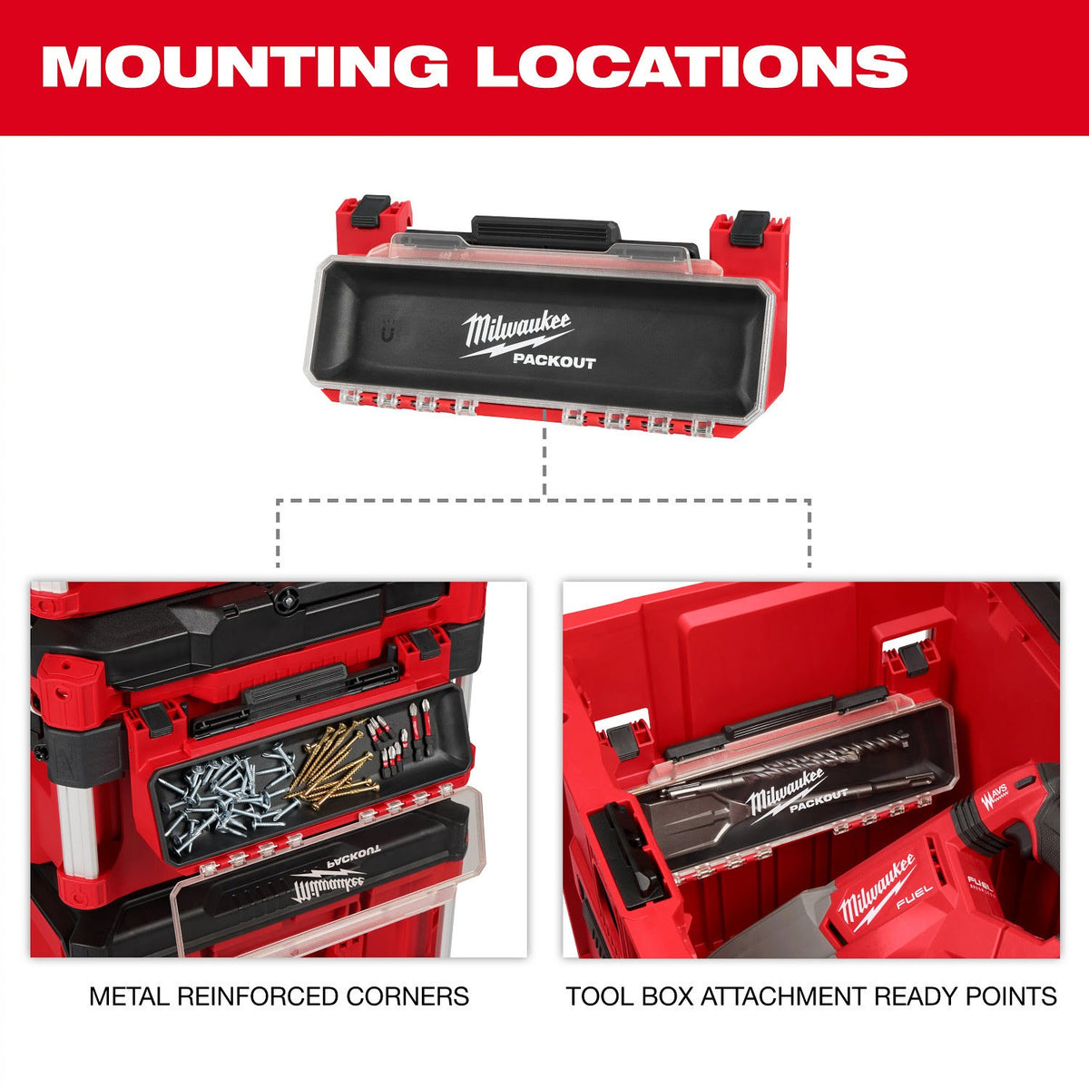 Milwaukee 48-22-8611 PACKOUT Tool Box Magnetic Bin Attachment with Clear Lid - 5