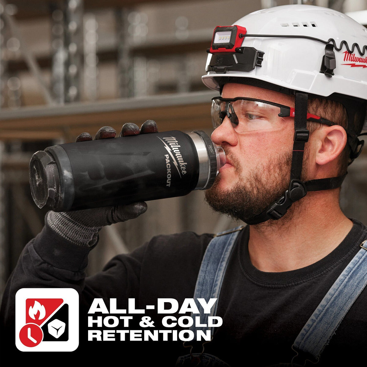 Milwaukee 48-82-8396B PACKOUT 24oz Insulated Bottle with Leakproof Chug Lid Black - 2