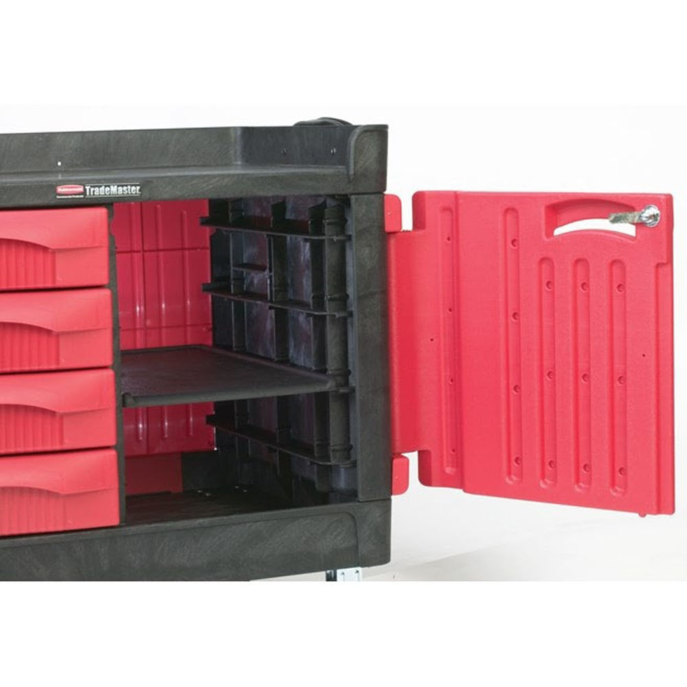 Rubbermaid FG453388BLA TradeMaster Cart with 4-Drawer and Cabinet - 6
