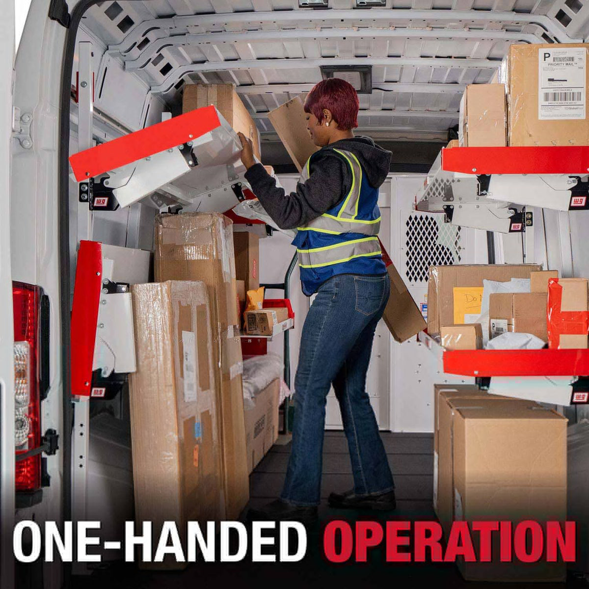 Weather Guard 9548-3-01 Folding Van Shelving Unit with 2 Shelves for Flexible Van Storage - 8